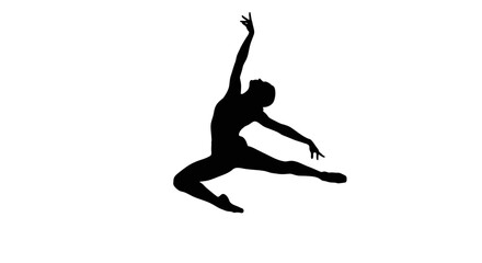 Graceful dancer silhouette leaping with elegance and poise, perfect for artistic projects or fitness promotions emphasizing strength and flexibility