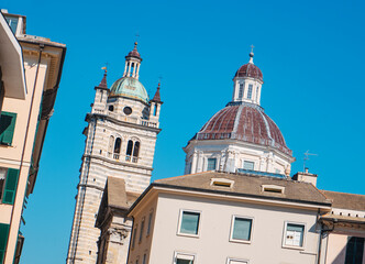 the bell tower and dome of the Cathedral of Genoa