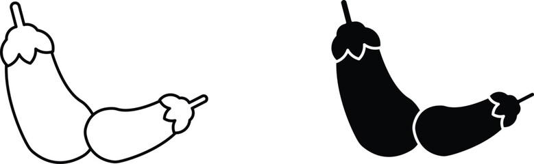 egg plant  icon vector graphic illustration  with white background flat hand made icon fill icon .