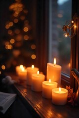 Candlelight Glow Cozy Interior with Soft Shadows, Romantic Ambiance, Perfect for Home Decor and Relaxation