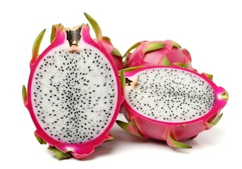 Isolated Dragon Fruit, Exotic Fresh Tropical Fruit, Vibrant and Colorful Food Concept