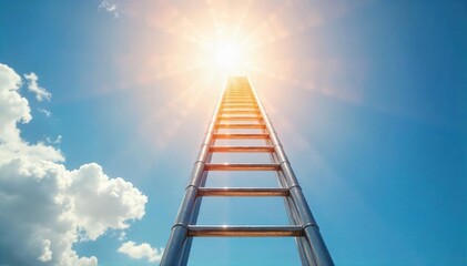 Metal Ladder Ascending Towards Sunlit Sky  A Symbol of Achievement and Progress