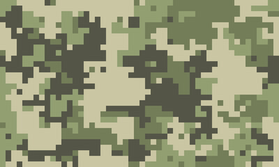 Abstract digital camouflage pattern.  Perfect for backgrounds, textiles, or militarythemed designs.  Pixelated texture creates a modern, tactical aesthetic. Versatile image with diverse applications.