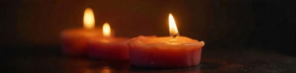 Flickering Candle Flame Warm Light and Peaceful Ambiance, Perfect for Relaxation, Meditation, and Spiritual Themes. Macro Photography of a Burning Candle in Darkness.