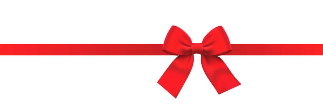 Realistic red bow and ribbon vector