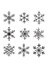 Hand-Drawn Snowflakes Vector Set | Doodle Style Winter Line Art Collection