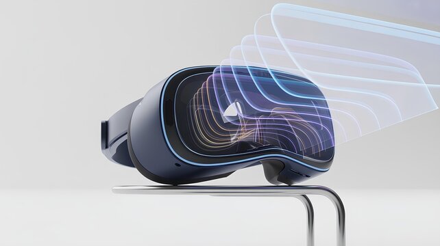 Metaverse layer represented with vr headset, technological innovation and advanced digital reality.