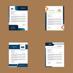Modern Letterhead Design in a Bundle of Four. Minimal Template Display for Promotions.