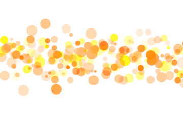 Vibrant Orange and Yellow Abstract Shapes with Scattered Circles on White background gold