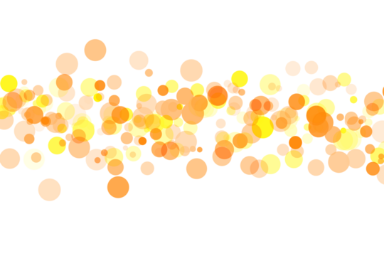 Vibrant Orange and Yellow Abstract Shapes with Scattered Circles on White background gold