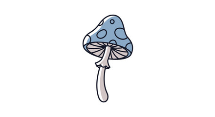 Whimsical Blue Polka Dot Mushroom Illustration.