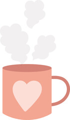 Steaming coffee in a pink heart mug