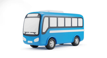 Bright Blue Plastic Toy Bus Model with White Stripes and Black Windows.