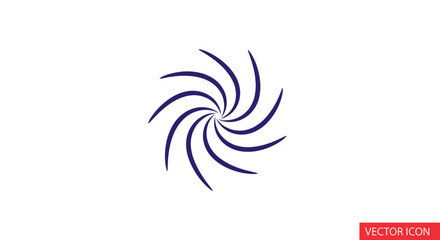 Dark Blue Abstract Swirling Spiral Icon Graphic Design Element.