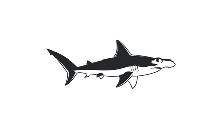 Fototapeta premium Hammerhead Shark Illustration: Distinctive Head Shape and Streamlined Body.