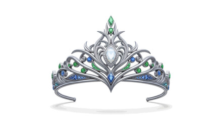 Sparkling Silver Tiara Adorned with Colorful Gemstones. © Ilma