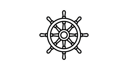 Classic Nautical Ships Wheel with Spokes and Handles.