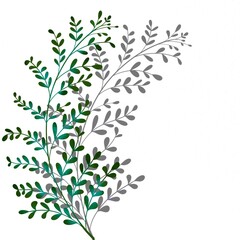 Decorative doodle sketch illustration of a branch wih leaves. Floral element