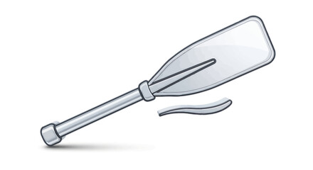Simple Illustration of a Gray Oar with Paddle and Handle.