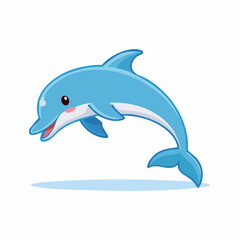 Naklejka premium Cartoon Dolphin Illustration Friendly Aquatic Mammal Design