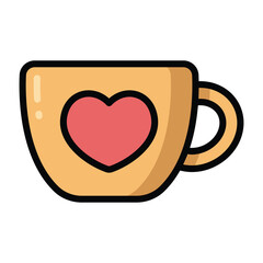 Cute heart mug illustration on white