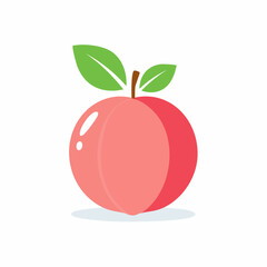 Juicy Peach Illustration with Green Leaves, Perfect for Summer Designs