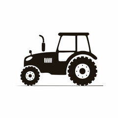 Obraz premium Vector silhouette icon of a farm tractor. Represents modern agriculture, cultivation, and rural work. Perfect graphic illustration for farming designs and machinery projects