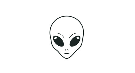 Simple Black and White Alien Head Illustration.