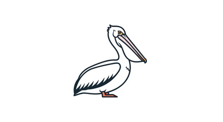 Obraz premium Pelican Illustration: Simple Line Drawing of a Coastal Bird.