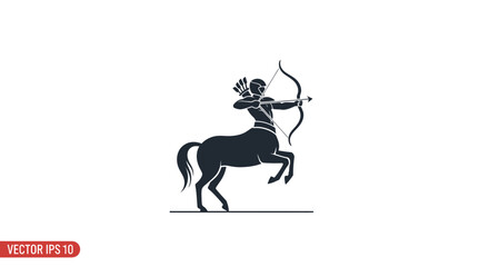Silhouette of a Centaur Archer Drawing a Bow and Arrow.