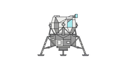 Detailed Illustration of a Lunar Module Spacecraft on Landing Legs.
