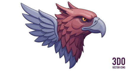 Majestic Griffin Head with Feathered Wings and Fierce Gaze.