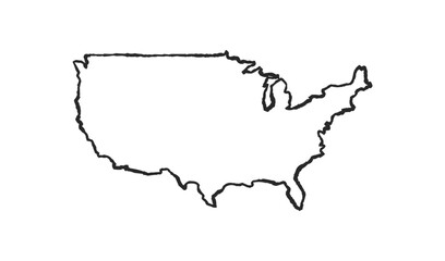 USA MAP hand drawn Sketch background vector, united states freehand Sketch map, America vintage hand drawn map.