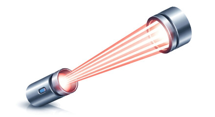 Silver flashlight emitting a bright red laser beam symbolizing technology and precision.