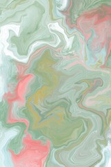 Pink and Green Marble Fluid Abstract Background Elegant Swirl Texture Art
