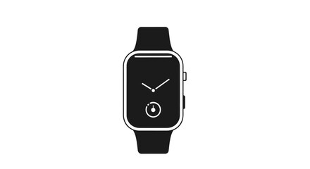 Black and White Smartwatch with Analog Clock Face Display.