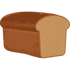Cartoon Style Loaf of Brown Bread With A Slice Cut Out On A Transparent Background