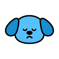 Obraz premium Blue Sad Dog Face with Transparent Background, Simple Cartoon Illustration for Web Design