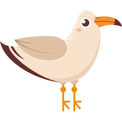 Cartoon Seagull Standing On Two Legs Isolated In White Background Simple Flat Illustration Style No Background For Easy Use