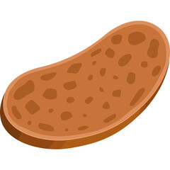 Cartoon Slice Of Bread With A Transparent Background And Brown Color Texture Isolated On White