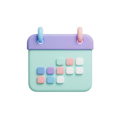 Pastel colored calendar icon representing scheduling and events on transparent background