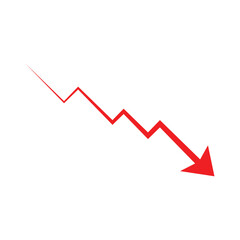 Red Zigzag Down Arrow Line Graph Icon Showing Financial Decline, Market Drop, Loss, and Negative Trend Vector