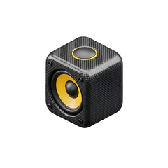 Obraz premium Cube speaker isolated on transparent background, a compact audio device for music listening