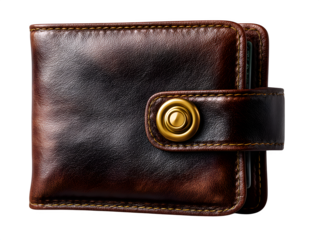 Leather wallet isolated on transparent background