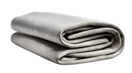 High quality, realistic photo of Faux linen blackout curtain panel folded, isolated on transparent background, product photography style