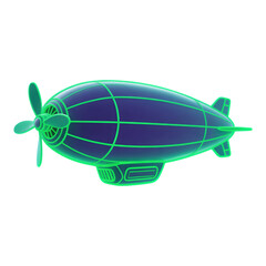 Obraz premium Glossy Green Airship with Transparent Background, 3D Realism Design Element
