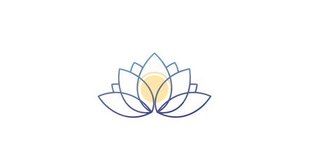 Minimalist Lotus Flower Illustration with Yellow Center.