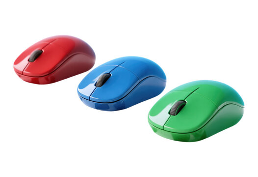 Glossy Red Mouse with Transparent Background, 3D Realism Design Element