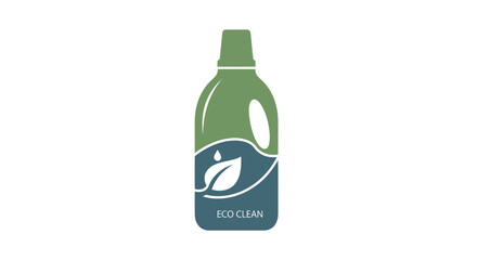 Green Eco-Friendly Liquid Bottle with Leaf Symbol.