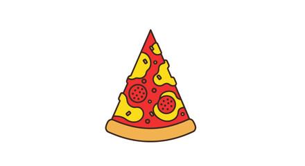 Cartoon Pizza Slice with Pepperoni and Cheese Toppings.